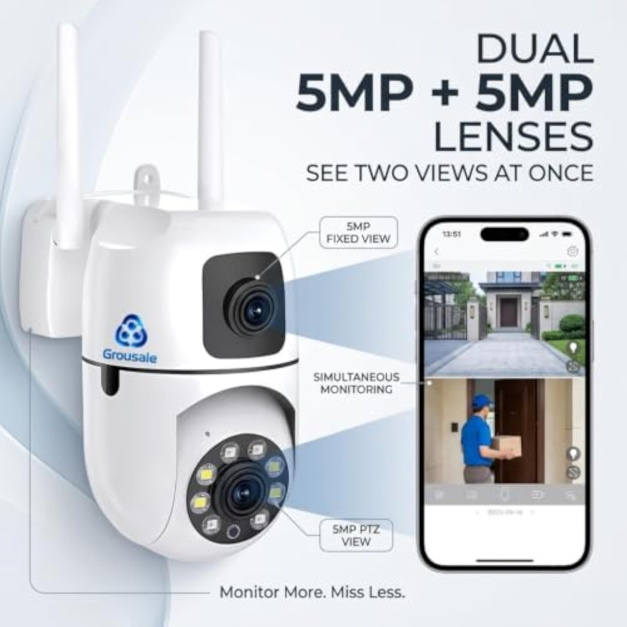 Dual Lens Mini Fox WiFi CCTV Camera with PTZ & Night Vision